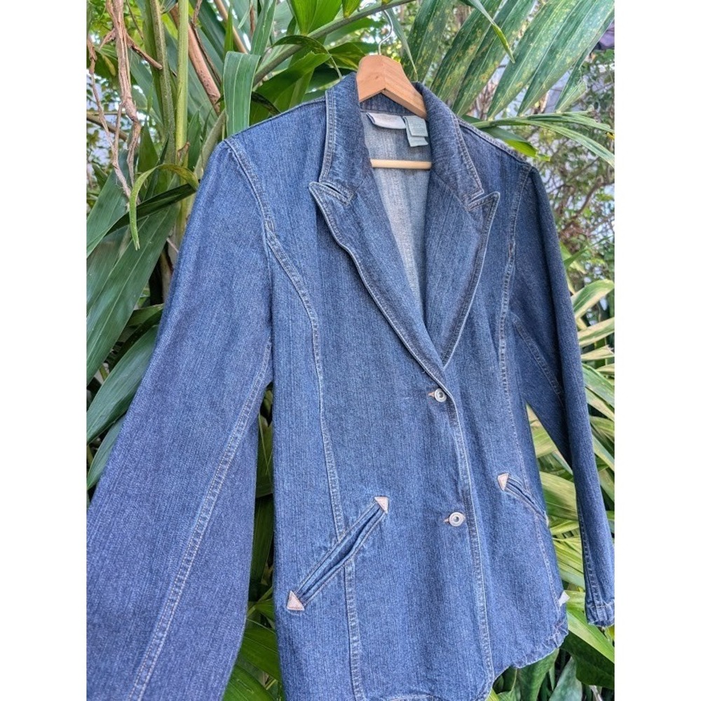 Vintage 90s denim blazer XL Lizwear Denim jeans Jacket western Y2K Britney boho